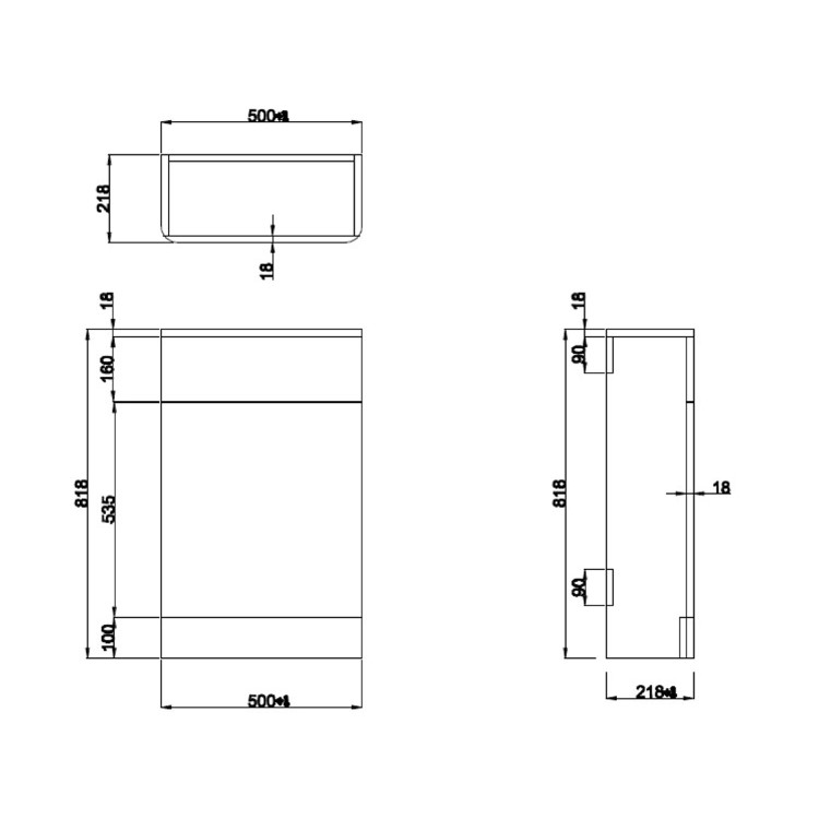 500mm White Back to Wall Toilet Unit Only - Pendle