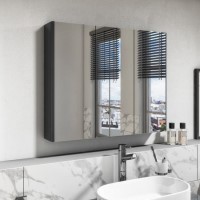 Dark Grey 3 Door Mirrored Bathroom Cabinet 800 x 650mm - Pendle