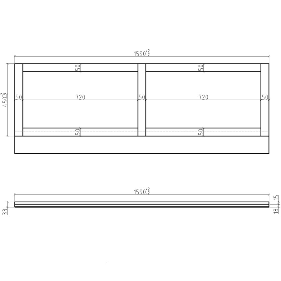 1600mm Matt Grey Front Bath Panel - Baxenden