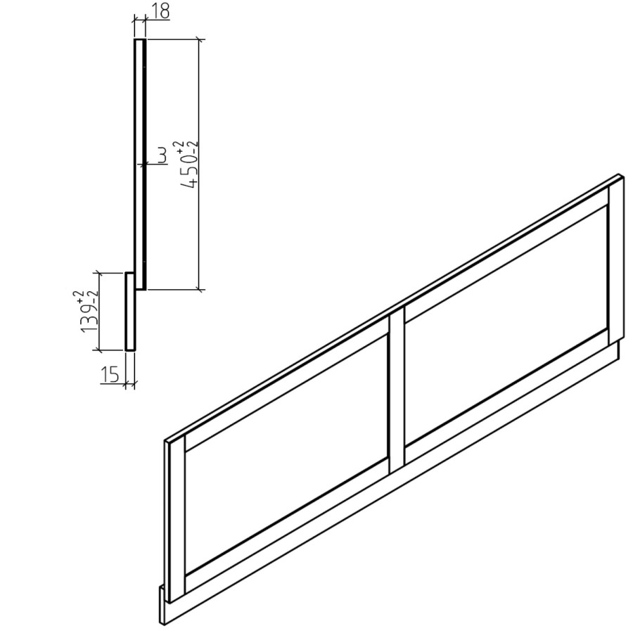 1600mm Matt Grey Front Bath Panel - Baxenden