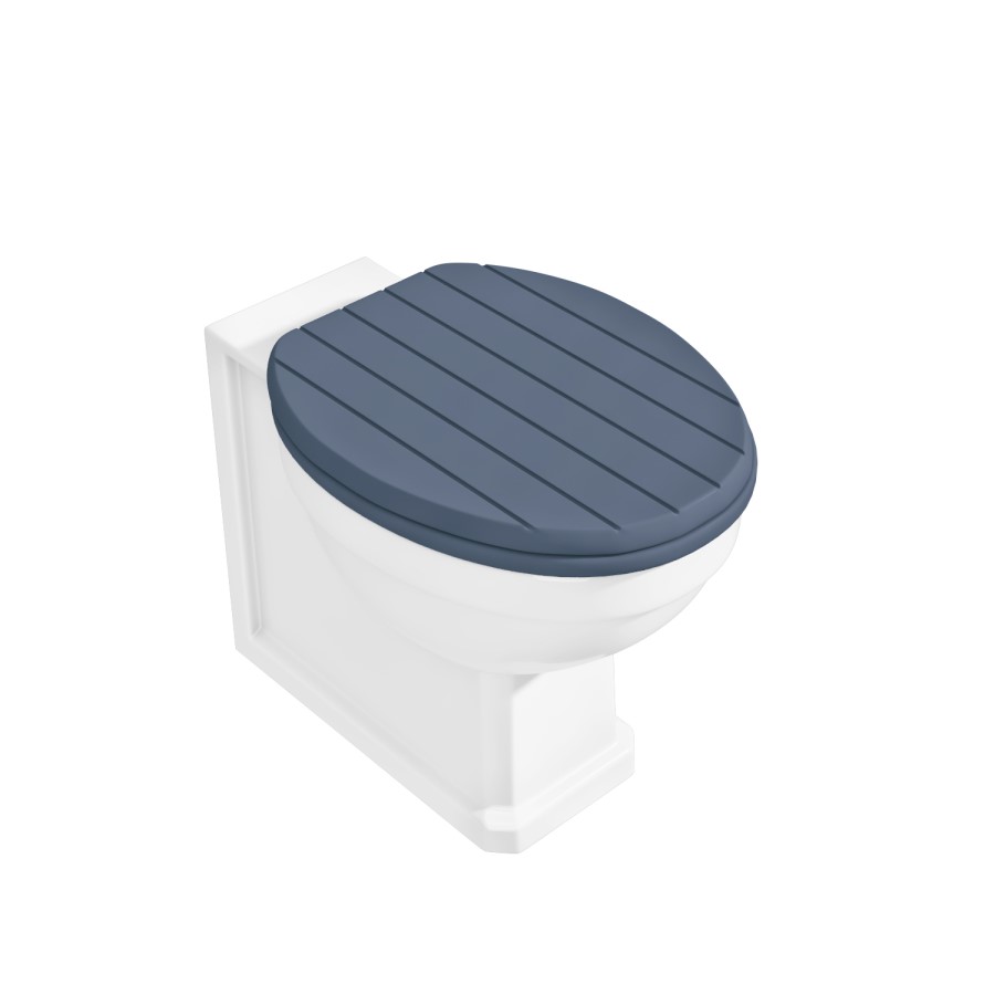 Baxenden Soft Close Wood Toilet Seat - Matt Blue