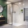 700mm Black Fluted Glass Wet Room Shower Screen - Volan