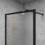 700mm Black Fluted Glass Wet Room Shower Screen - Volan