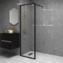 700mm Black Fluted Glass Wet Room Shower Screen - Volan