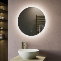 Round Backlit Heated Bathroom Mirror with Lights 600mm - Luna