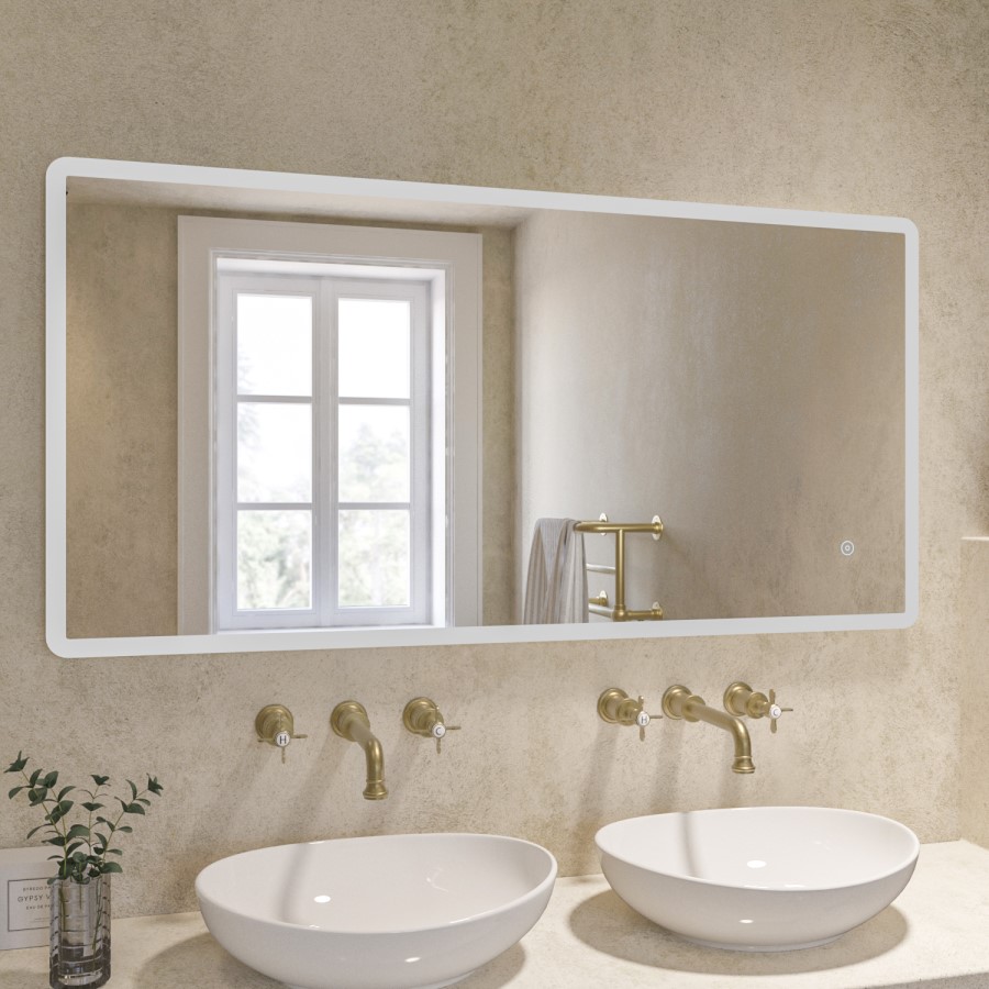 Rectangular LED Bathroom Mirror with Demister & Shaver Socket 1200x600mm -Ariel 