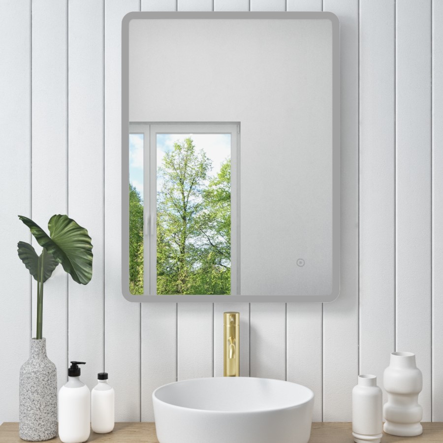 Rectangular LED Bathroom Mirror with Demister & Shaver Socket 600x800mm -Ariel  