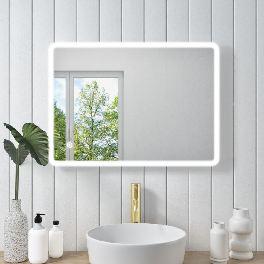 Rectangular LED Bathroom Mirror with Demister & Shaver Socket 600x800mm -Ariel  