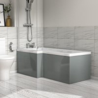 Wooden Light Grey L Shape Front Bath Panel - Pendle
