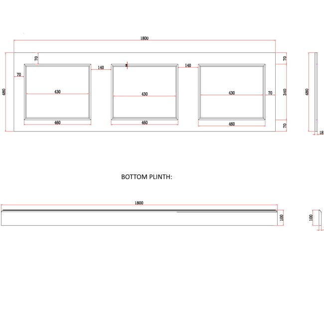 1800mm Anthracite Front Bath Panel - Ashbourne