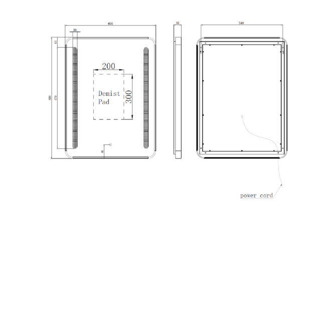 Rectangular Brass Heated Bathroom Mirror with Lights 600 x 800mm - Lepus