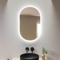 Oval Backlit Heated Bathroom Mirror with Lights 500 x 800mm - Irena