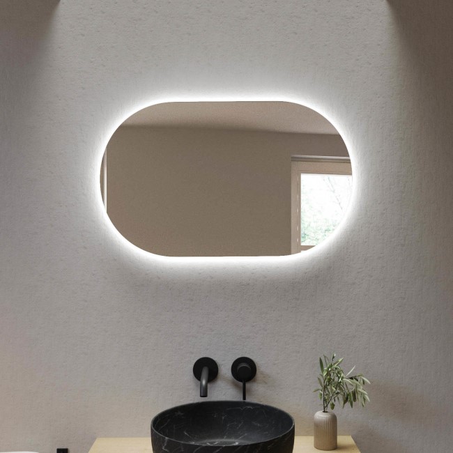 Oval Backlit Heated Bathroom Mirror with Lights 500 x 800mm - Irena