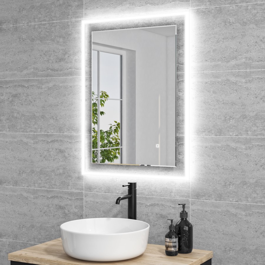Rectangular LED Bathroom Mirror with Demister 600 x 800mm -Izar  