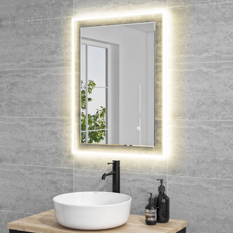 Rectangular LED Bathroom Mirror with Demister 600 x 800mm -Izar  
