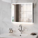 BeBa_27591 Double Door Chrome Bathroom Mirror Cabinet with Lights Bluetooth Speaker & Demister 800 x 700mm - Ursa