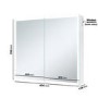 Double Door Chrome Mirrored Bathroom Cabinet with Lights Demister & Wireless Speaker 800 x 700mm - Ursa