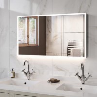 3 Door Chrome Mirrored Bathroom Cabinet with Lights Demister & Wireless Speaker 1200 x 700mm - Ursa