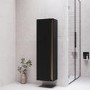 Single Door Black Wall Mounted Tall Bathroom Cabinet 400 x 1380mm - Roxbi