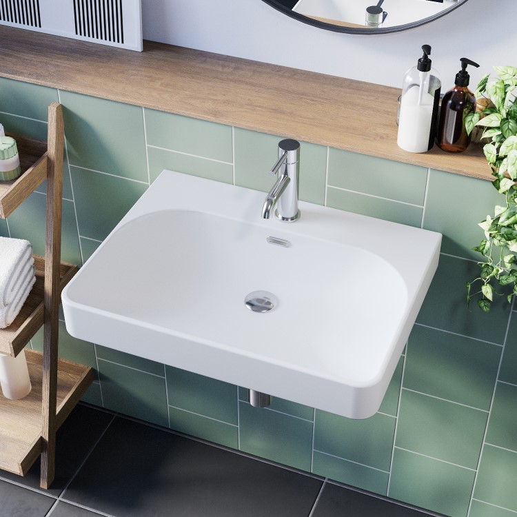 Square Wall Hung Basin 610mm - Andros