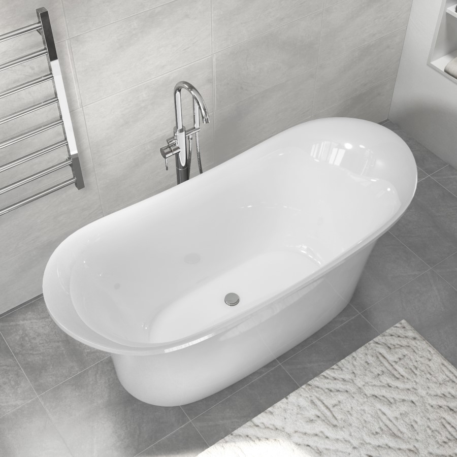 Freestanding Double Ended Stone Resin Bath 1600 x 690mm - Genoa