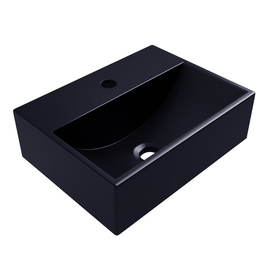 Cloakroom Black Wall Hung  Basin 400mm - Houston
