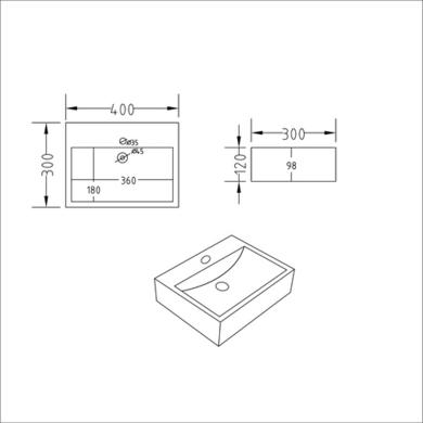 Cloakroom Black Wall Hung  Basin 400mm - Houston