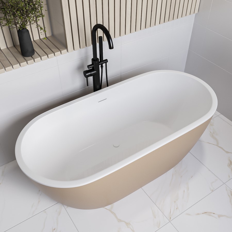 Beige Freestanding Double Ended Bath 1650 x 750mm - Lisbon