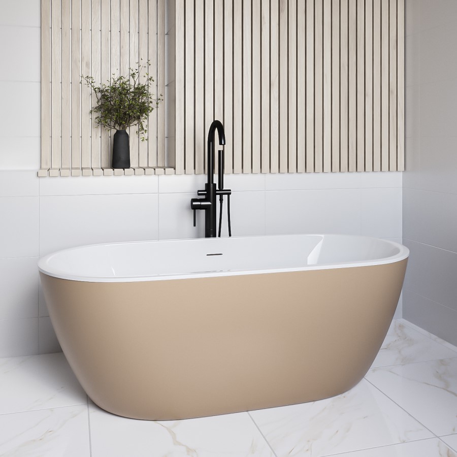 Beige Freestanding Double Ended Bath 1650 x 750mm - Lisbon
