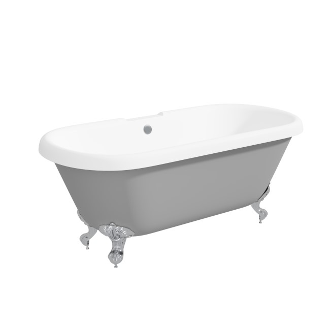 Matt Grey Double Ended Roll Top Freestanding Bath with Chrome Feet 1515 x 740mm - Park Royal