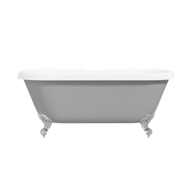 Matt Grey Double Ended Roll Top Freestanding Bath with Chrome Feet 1515 x 740mm - Park Royal