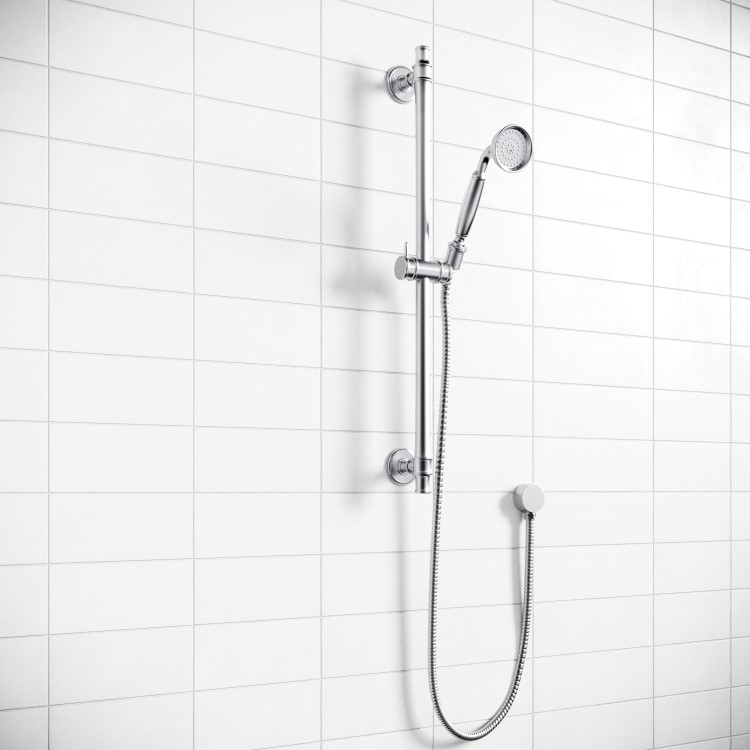 Chrome Traditional Round Adjustable Height Slide Rail Kit with Hand Shower - Camden