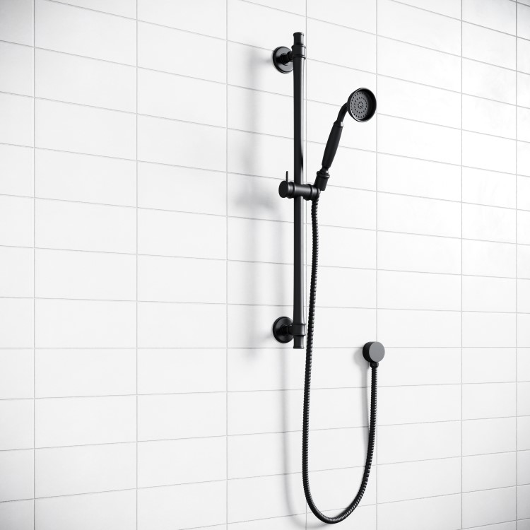 Black Adjustable Height Slide Rail Kit with Hand Shower - Camden