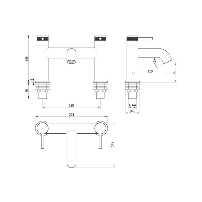 Chrome Bath Mixer Tap - Axel