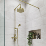 Brushed Brass Traditional Thermostatic Mixer Shower with Round Overhead & Hand Shower - Camden