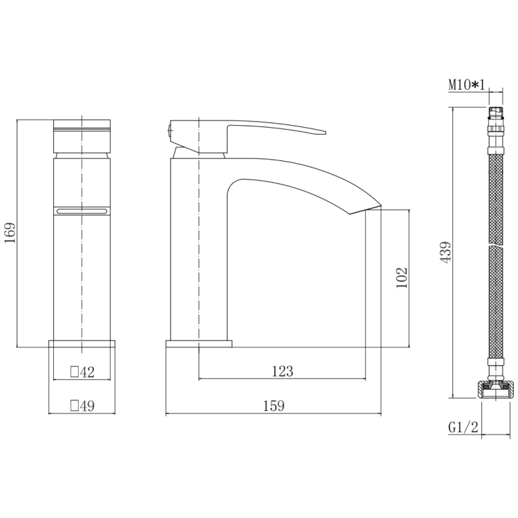 Black Mono Basin Mixer Tap - Wave