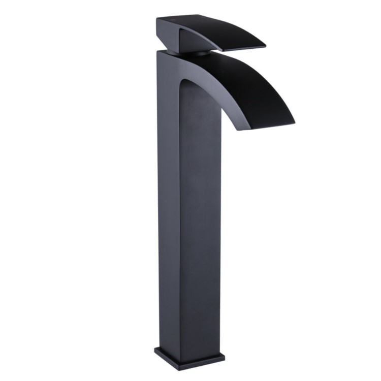 Tall Black Mono Basin Mixer Tap - Wave