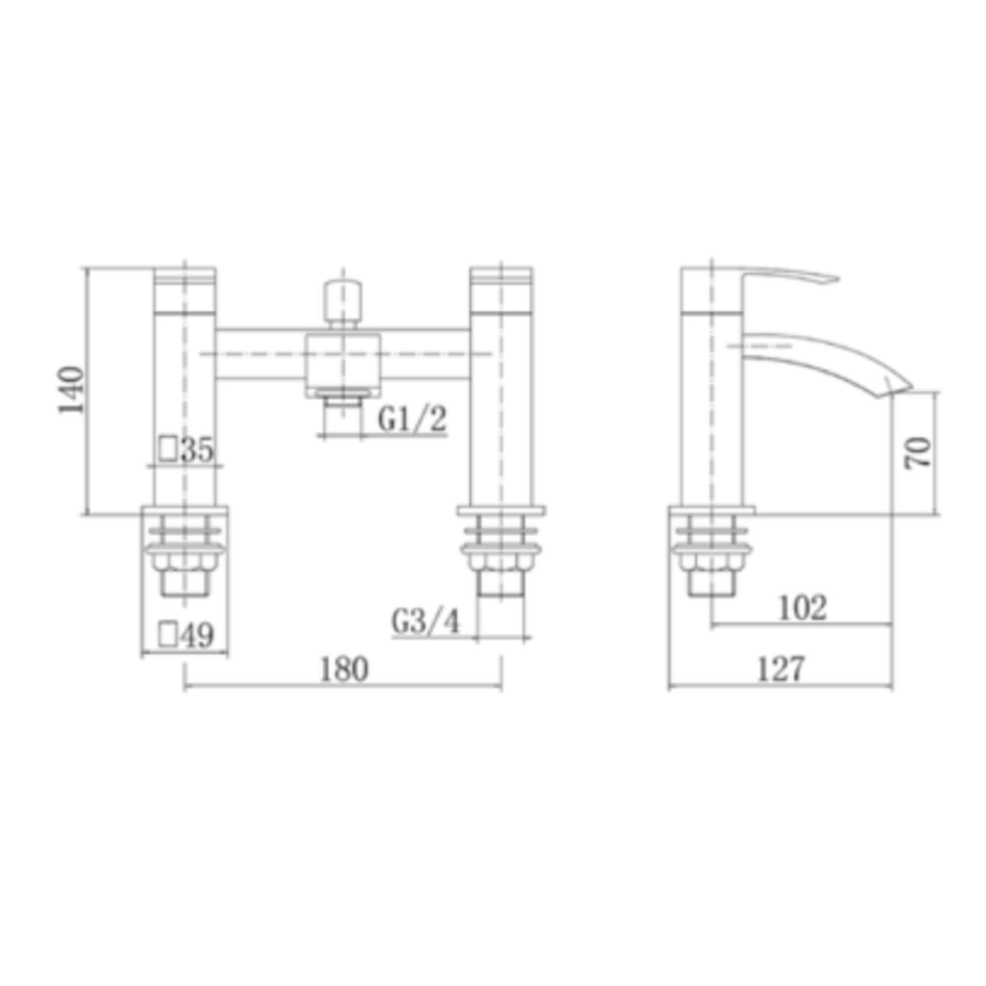 Black Bath Shower Mixer Tap - Wave