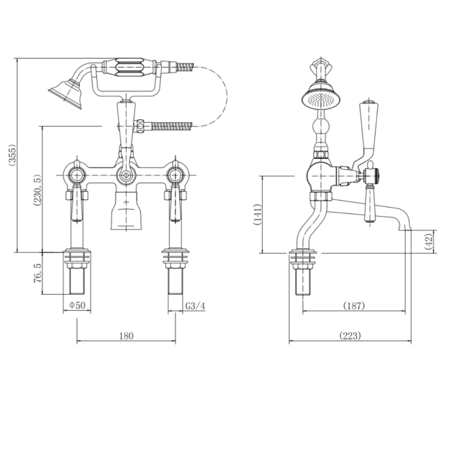 Chrome Bath Shower Mixer Tap - Helston