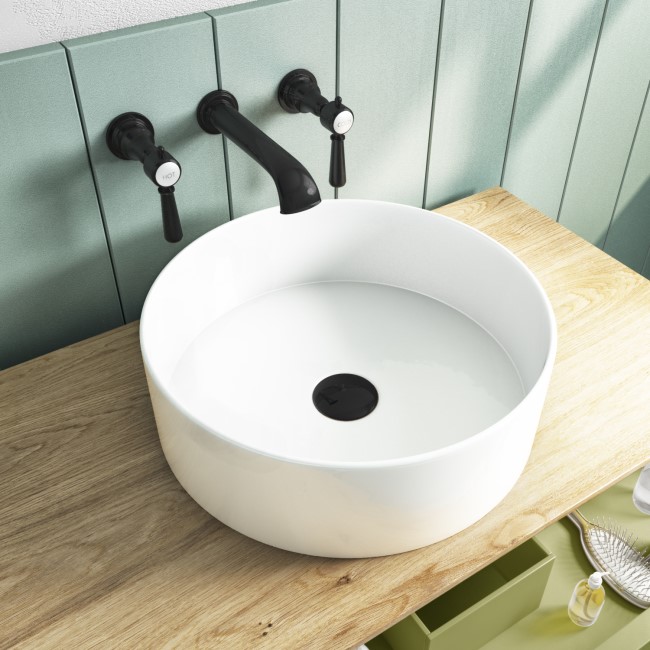 Black Wall Mounted Basin Mixer Tap - Helston