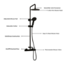 Black Thermostatic Bar Mixer Shower Set with Slide Rail Kit & Hand Shower - Arissa