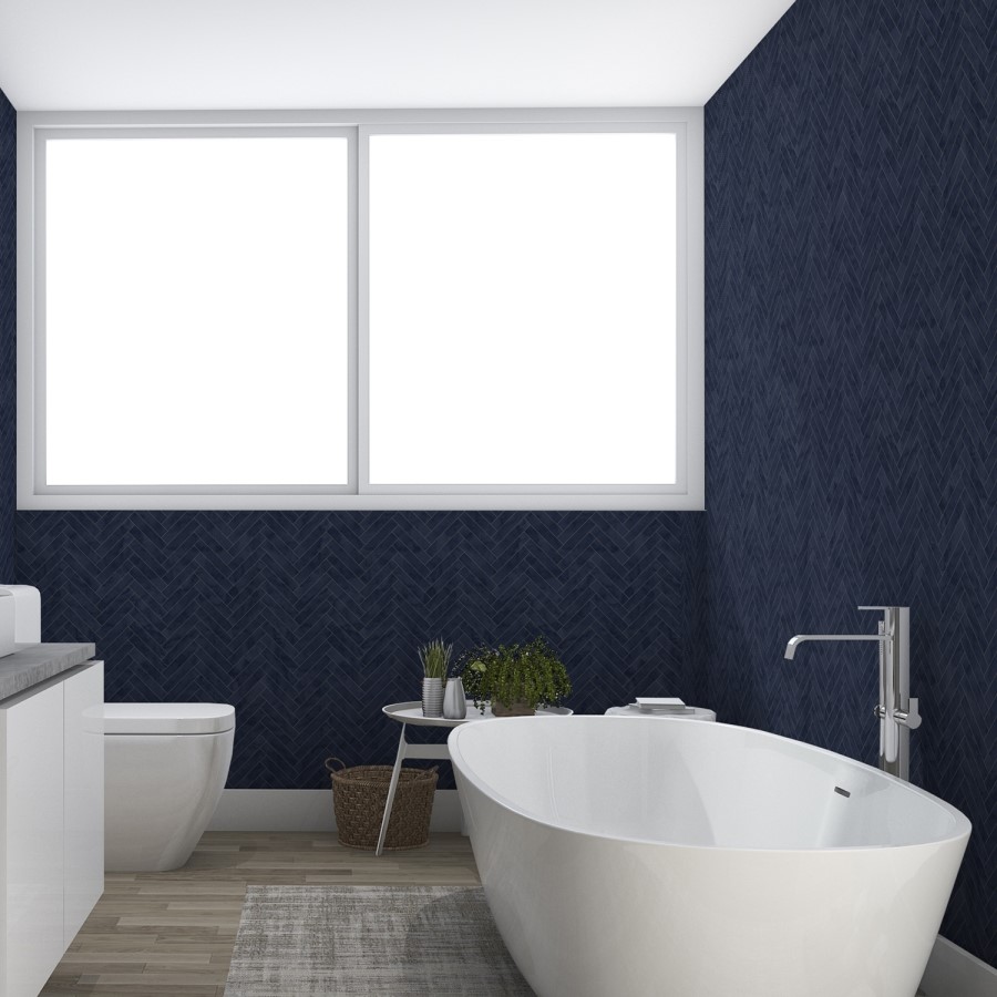 Navy Marble Chevron Wallpaper - Contour Antibac