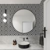 Black &amp; White Moroccan Tile Effect Wallpaper - Contour Antibac