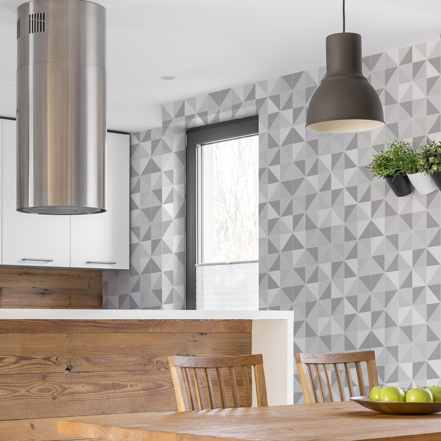 Geometric Grey Triangle Wallpaper - Contour Antibac