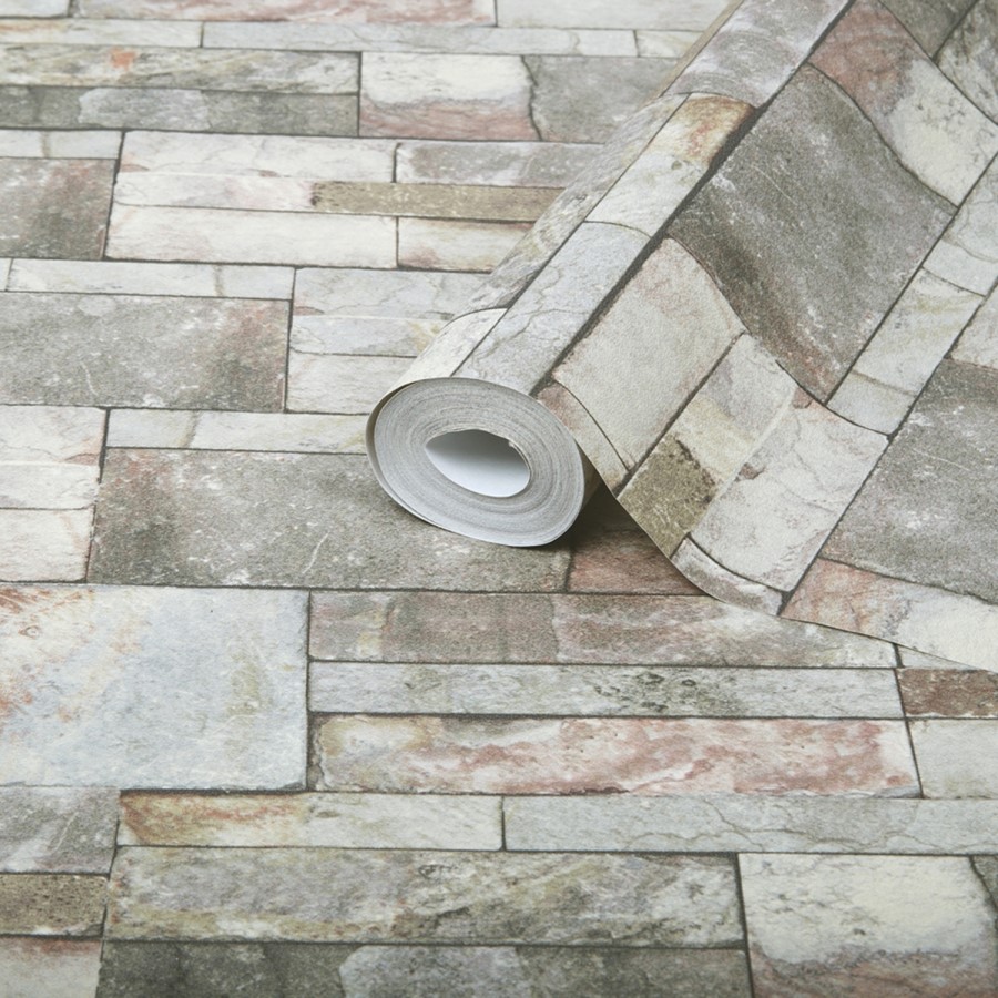 Natural Sandstone Brick Wallpaper - Contour