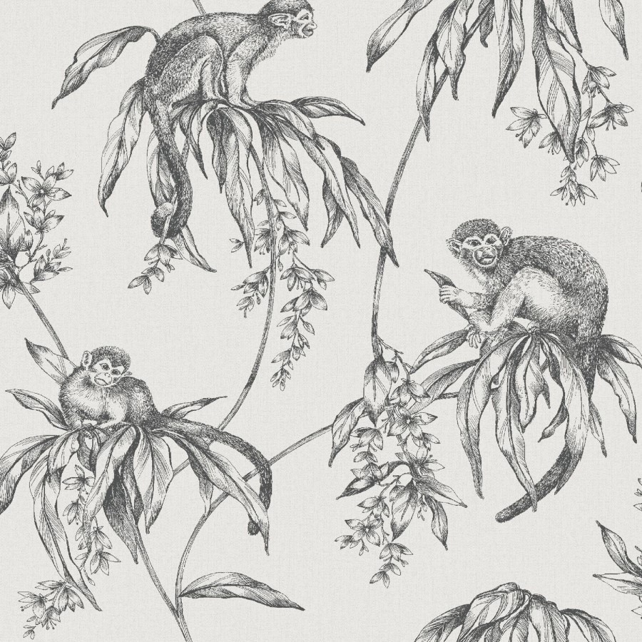 Grey Saimiri Monkey Print Wallpaper - Easy Superfresco