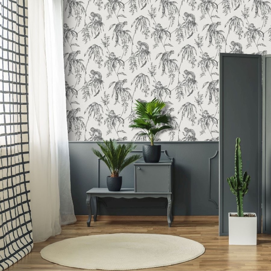 Grey Saimiri Monkey Print Wallpaper - Easy Superfresco