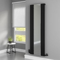 Black Vertical Single Panel Radiator with Mirror 1800 x 600mm - Tanami Black Vertical Single Panel Radiator with Mirror 1800 x 600mm - Tanami