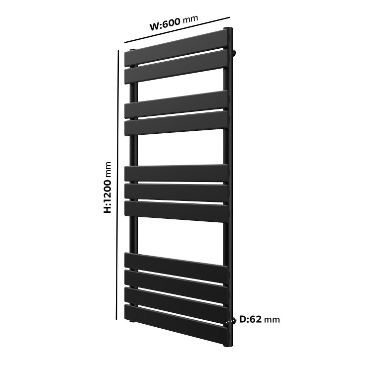 Black Towel Radiator 1200 x 600mm - Tundra