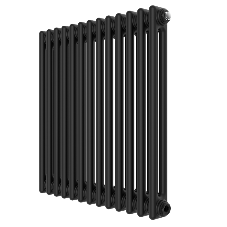 Black Horizontal 2 Column Traditional Radiator 600 x 605mm - Nambi